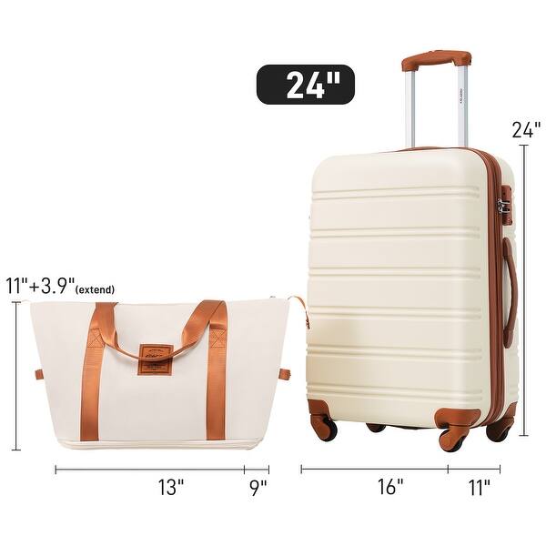 Expandable Hardshell 24Inch Luggage + Travel Bag Spinner Suitcase with