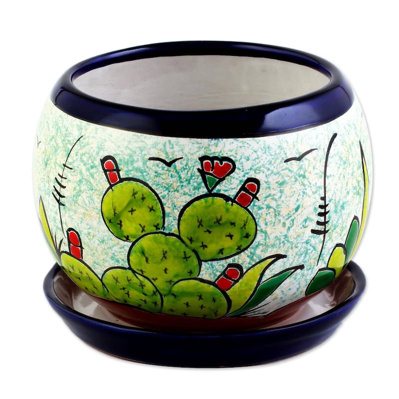 Novica Handmade Mexican Memories Ceramic Flower Pot - Multi-Color