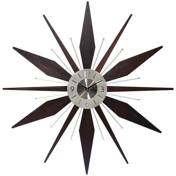 slide 2 of 7, Utopia Starburst Mid-Century Modern Large 30 inch Wall Clock by Infinity Instruments - 30 x 2 x 30