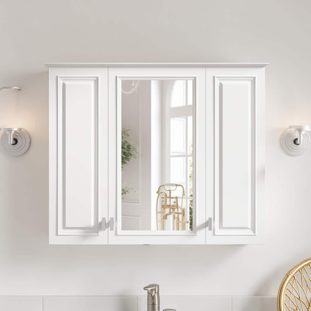 35'' Wall Mounted Bathroom Medicine Cabinet with Mirror, Adjustable Shelves and Over Toilet Storage