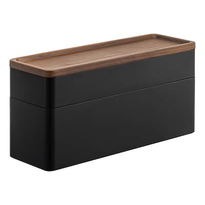 Yamazaki Home Stacking Accessories or Watches Case - Two Styles, Plastic and Wood, Watches - L 3.1 x W 9.4 x H 4.5 inches