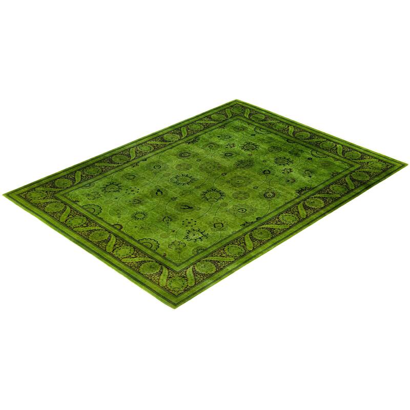 Overdyed One-of-a-Kind Hand-Knotted Area Rug - Green - 9' 4" x 12' 2"