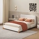 preview thumbnail 1 of 27, Christopher Knight Home Boucle Upholstered Platform Bed with Solid Wood Legs Natural  Legs - Queen