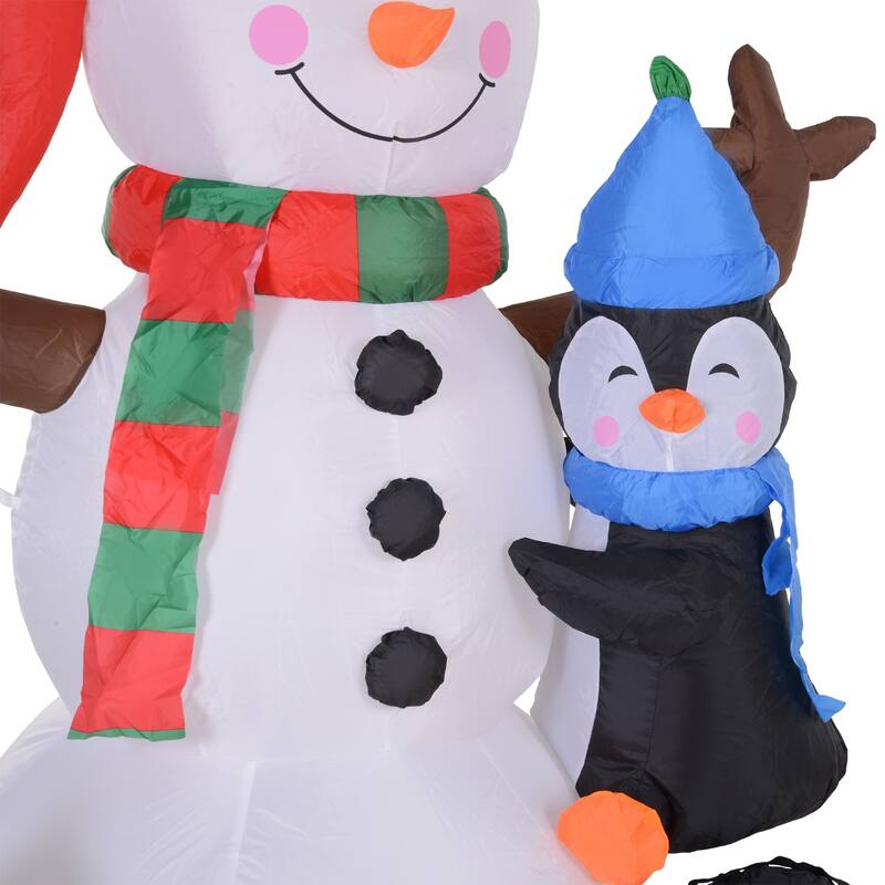 HOMCOM 6' Snowman Inflatable Cute Christmas Decoration, Hugging Penguin Inflatables
