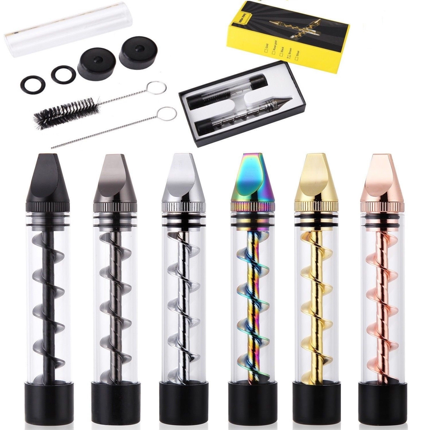 glass cigarette pipe Twisty Glass Blunt Smoke Pipe - Mechanical Adapter for Tobacco,Silver -  Silver - Bed Bath & Beyond