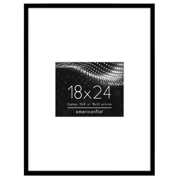 slide 2 of 5, Americanflat Picture Frame with Oversized Mat - Plexiglass Cover 18x24 - Black