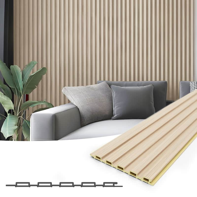 Art3d WPC Slat Wall Panels,3D Wall Accents for Interior Wall Decor,48in x 6in (Pack of 16)