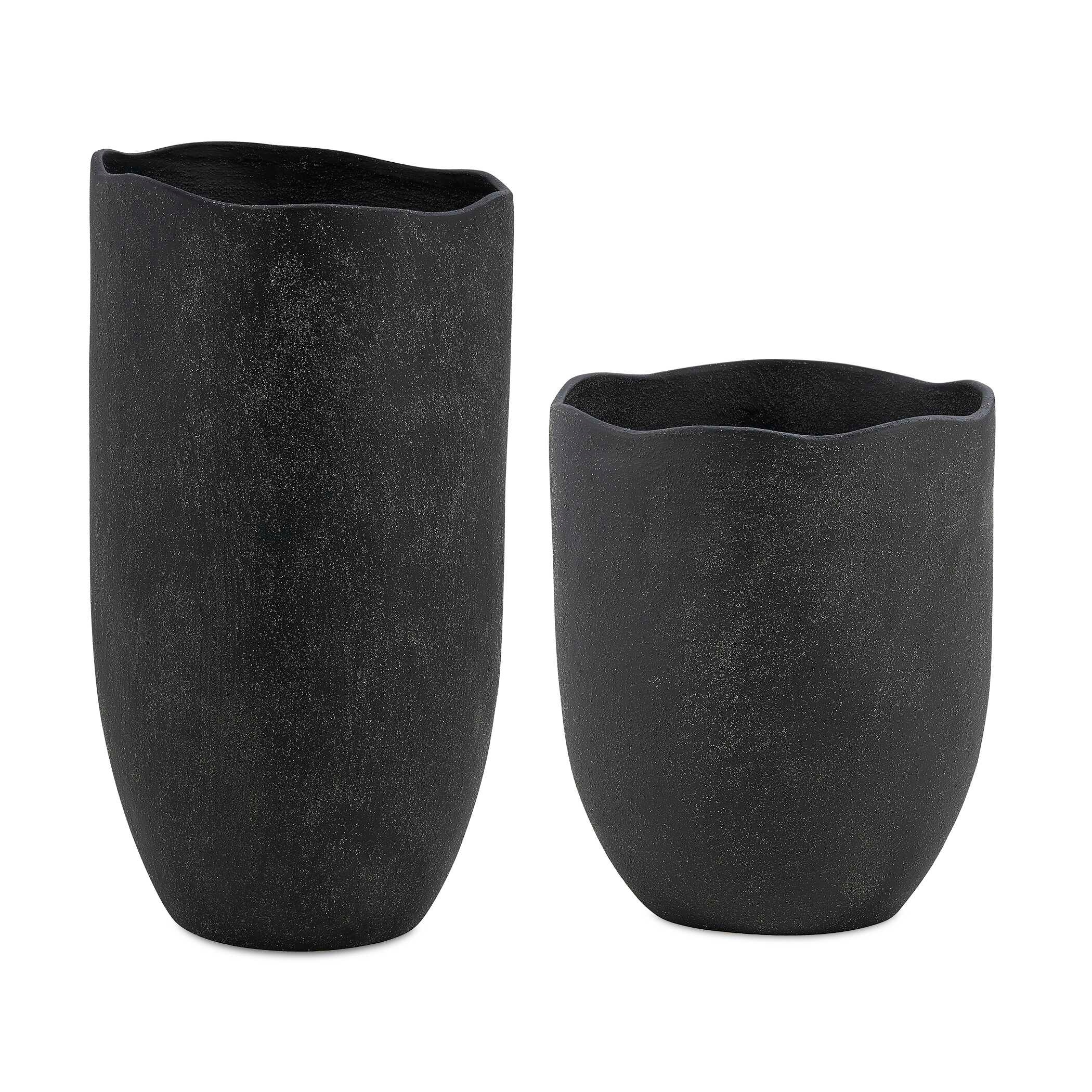 Uttermost Komorebi Indoor-Outdoor Black Vases (Set of 2)