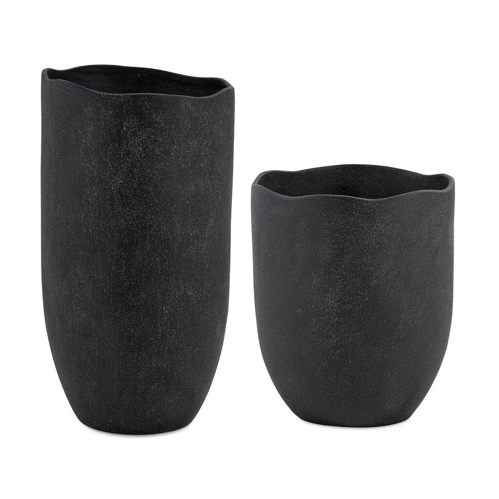 Uttermost Komorebi Indoor-Outdoor Black Vases (Set of 2)