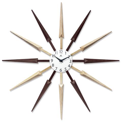 Celeste 24 inch Sunburst Multi-Color Mid Century Wall Clock - Light/Dark Wood Combination - 24.5 x 1.75 x 24.5