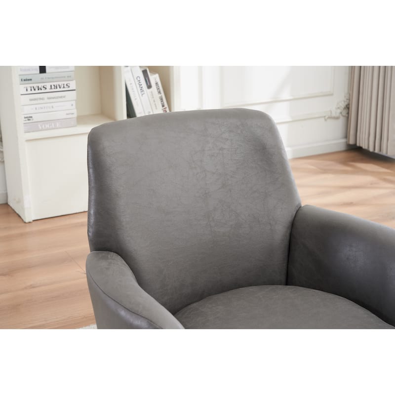 Grey 29.3" Upholstered Swivel Barrel Chair