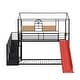 preview thumbnail 24 of 22, Twin Over Twin Metal Bunk Bed, Creativity Kids Bed Metal Platform Bed Frame Housebed with Slide and Storage Stair for Boys Girls