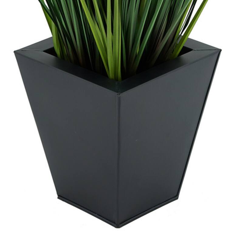 Faux PVC Grass in Square Zinc Planter
