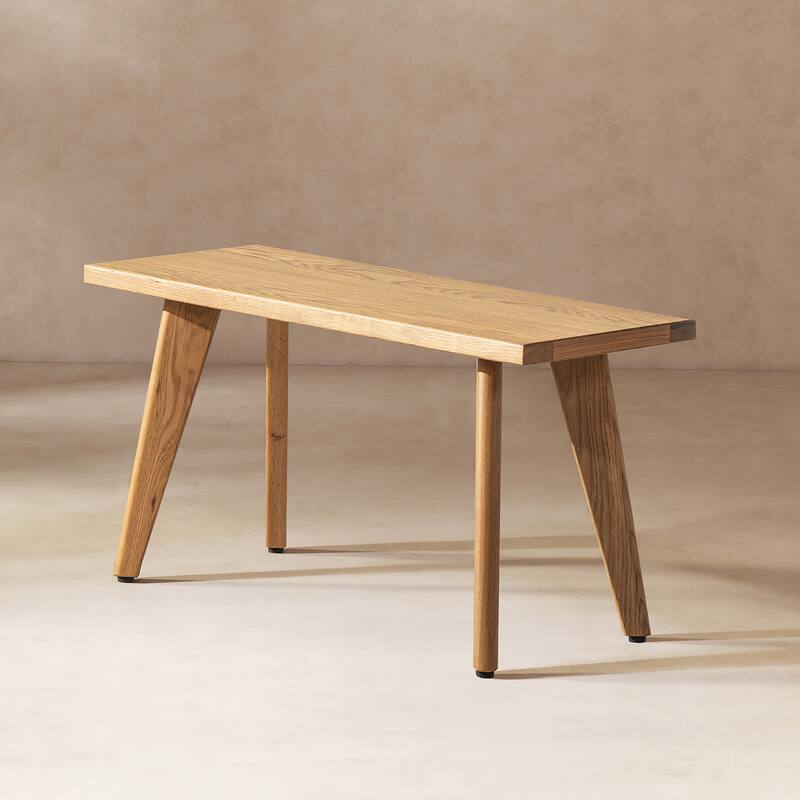 Jennifer Taylor Home Capri Solid Red Oak Wood Bench - Natural Brown - 2 Seats