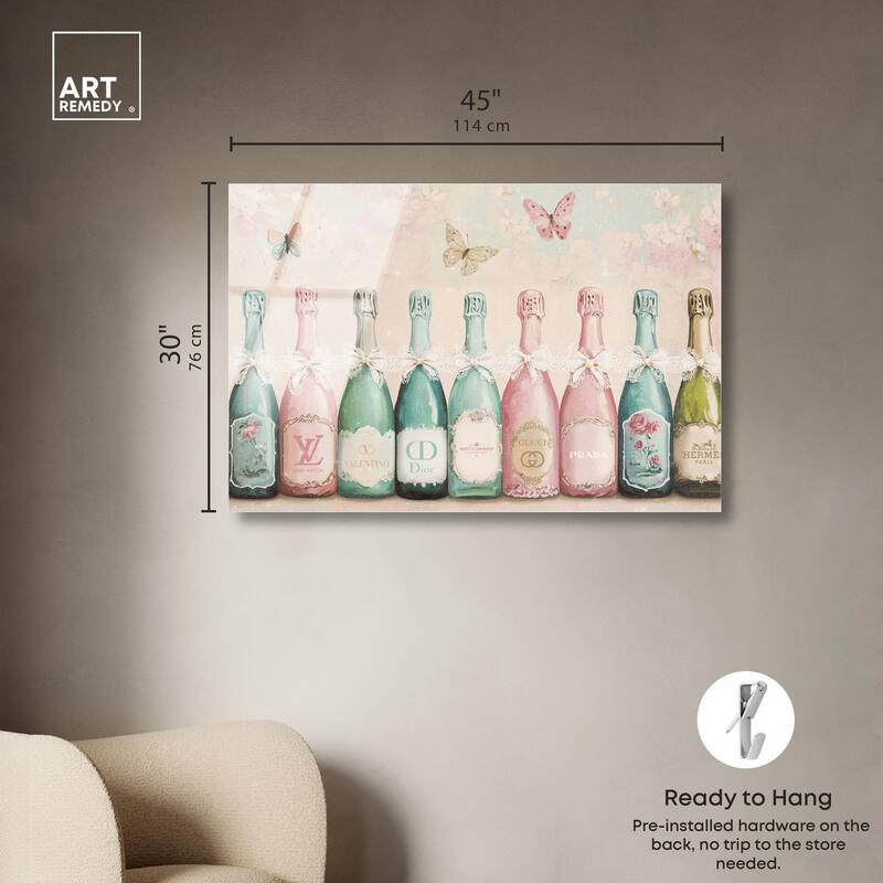 Champagne Mint and Pink Acrylic by Art Remedy, Ready to Hang