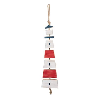 4.13" x 0.71" x 15.35" Red White and Blue Lighthouse Wall Hanging 4th of July Patriotic Décor