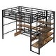 preview thumbnail 8 of 10, Full Size Metal Loft Bed with Staircase and Storage Shelves