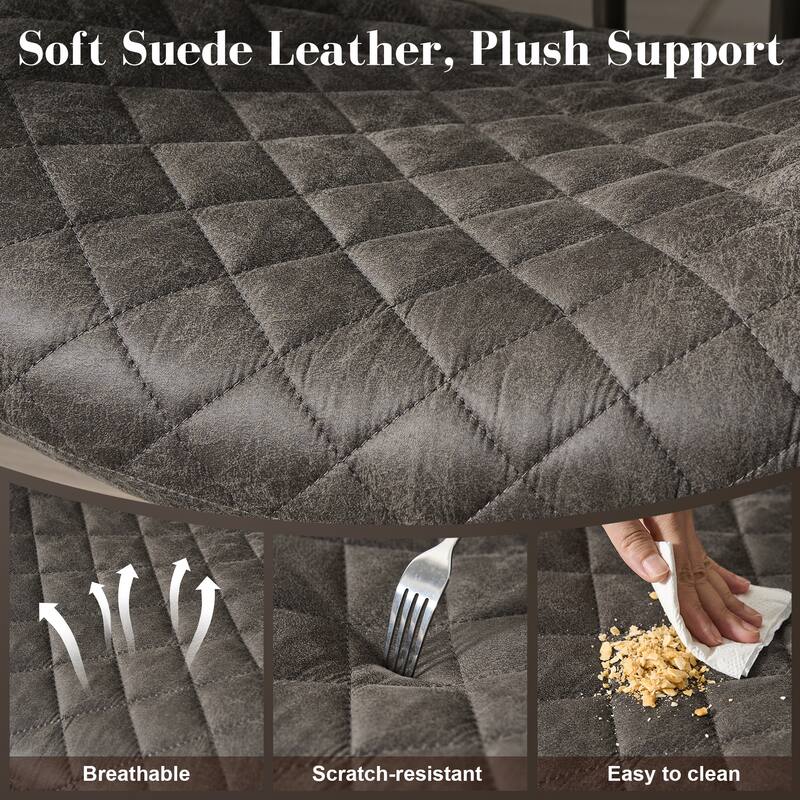 HOOOWOOO Mid-Century Leather Ergonomic Office Chair Adjustable Swivel Task Chair