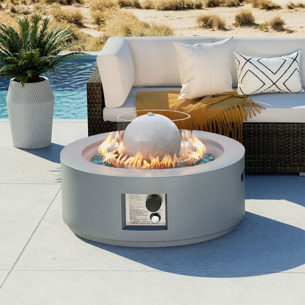 Sunnydaze Rustic Faux Wood Outdoor Propane Gas Fire Pit Coffee