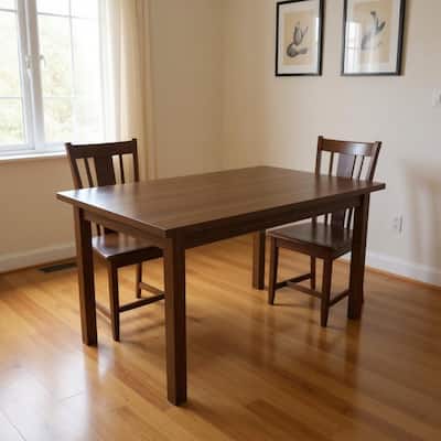 HomeRoots 60" Raw Umber Solid Wood Dining Table - 60.00 in. x 30.00 in. x 27.00 in.