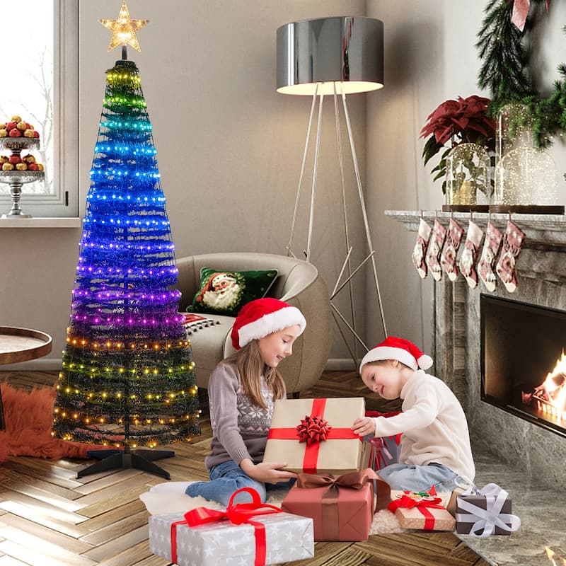 Gymax 6FT Retractable Smart Celebration Christmas Tree Pop-Up Decor w/