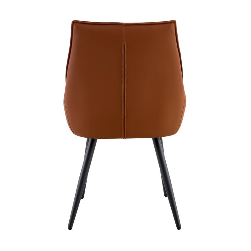 Dining Chairs Set of 4, Faux Leather Dining Room Chair, Metal Kitchen Chairs with Mesh Texture and Sanded Legs