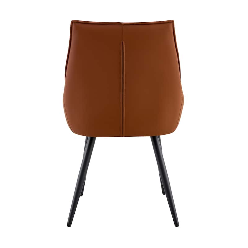 Faux Leather Dining Chairs Set of 4, Modern Upholstered Side Chairs with Gold Mesh Accents and Metal Legs