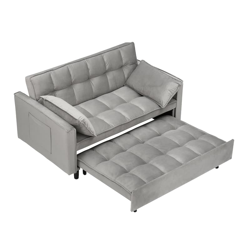 55" 3-in-1 Double Pull-Out Sofa Bed for Living Room