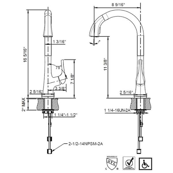 Ultra Faucets Quest Collection Single-Handle Kitchen Faucet With Pull-Down Spray