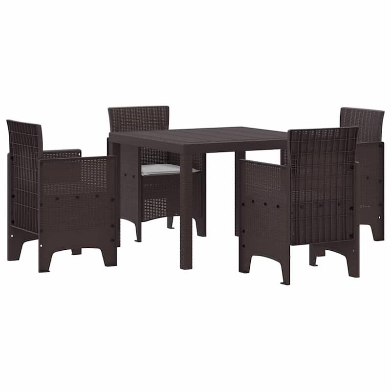 vidaXL Garden Dining Set 3/5 pcs Anthracite/Brown Polt rattan - 100 x 100 x 73 cm