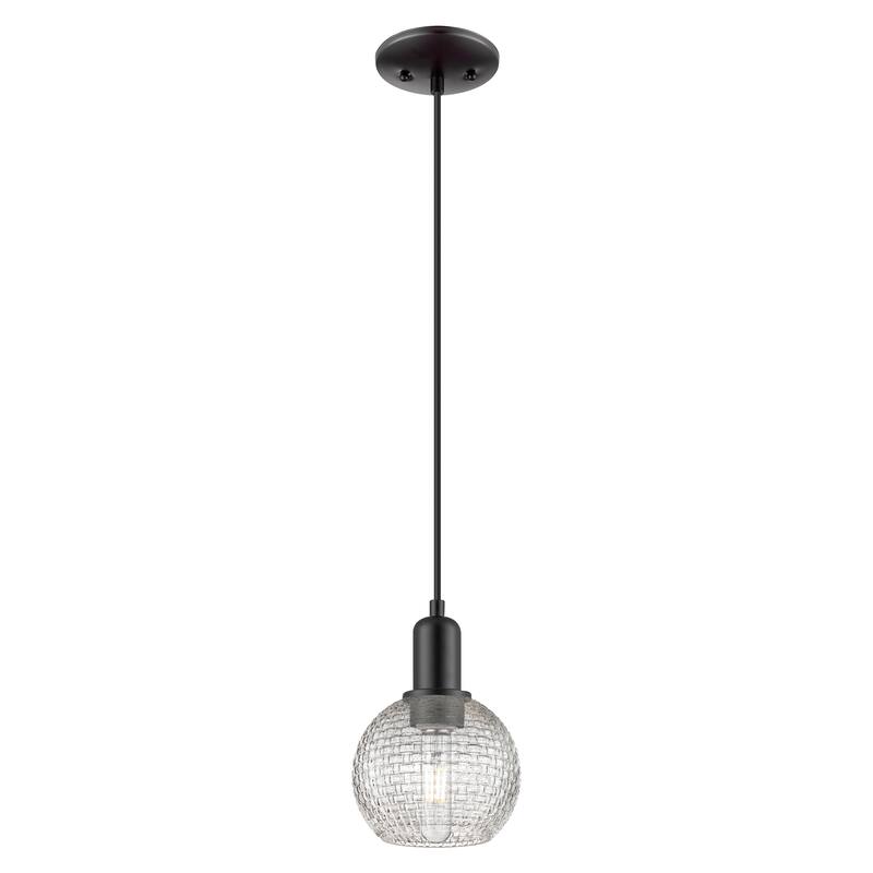 Innovations Lighting Endless Possibilities Arcadia - Athens - 1 Light 6" Basketweave Cord Hung Mini Pendant - Matte Black