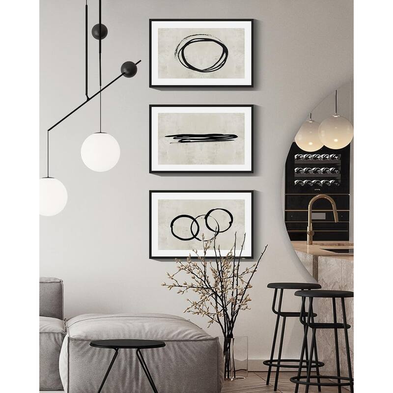Black Abstract Wall Art Minimalist Lines