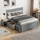 preview thumbnail 3 of 12, Grey Twin Wood Bed Frame with Storage Wheels & 1 Drawer, Noise-Free