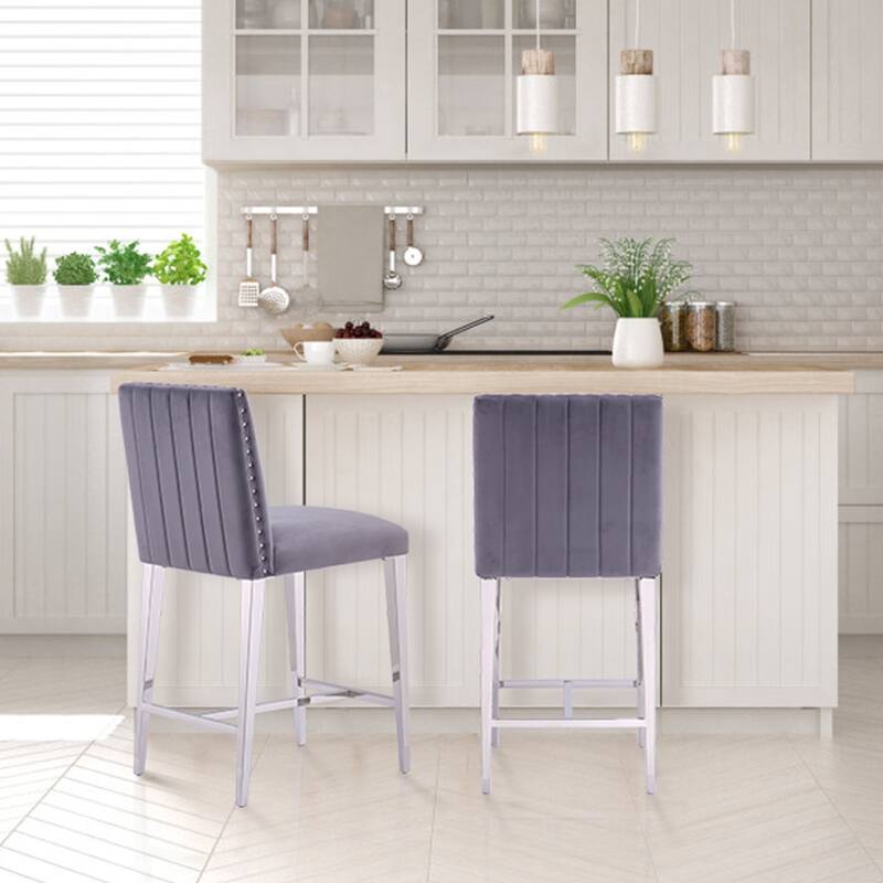 Counter Height Bar Stools Luxury Island Counter Bar Stool Chairs Kitchen Counter-Height Stool with Gold Stainless Steel Legs