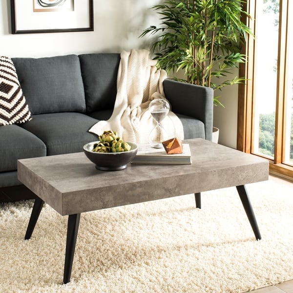 slide 2 of 12, SAFAVIEH Cedric Modern Light Grey/ Black Coffee Table - 43.3" x 23.6" x 16.5"