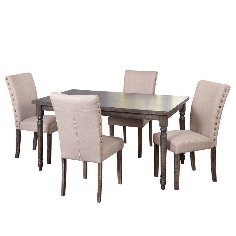 Simple Living Burntwood Parson Weathered Grey Upholstered 5-piece Dining Set