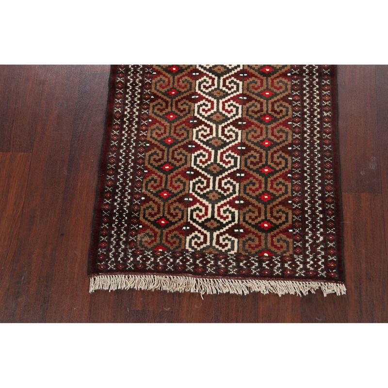Geometric Persian Balouch Area Rug Handmade Traditional Wool Carpet - 2'6" x 3'9"