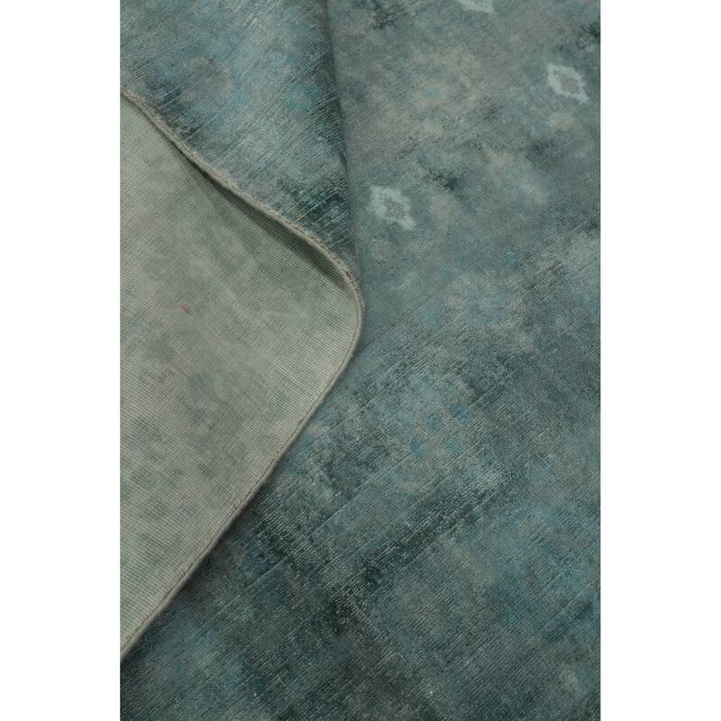 Hand-knotted Modern Silk Green Abstract Oriental Area Rug - 8' 0'' X 5' 0''