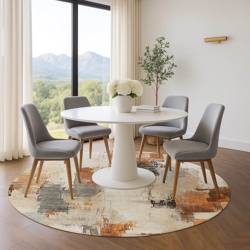 Premium Washable Super Soft Abstract Chic Mayfield Rug - Ivory - 8' x 8'