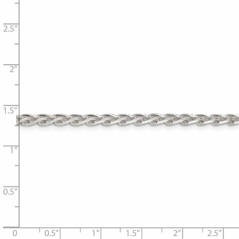 Curata 925 Sterling Silver 3.7mm Diamond Cut Spiga Chain Necklace