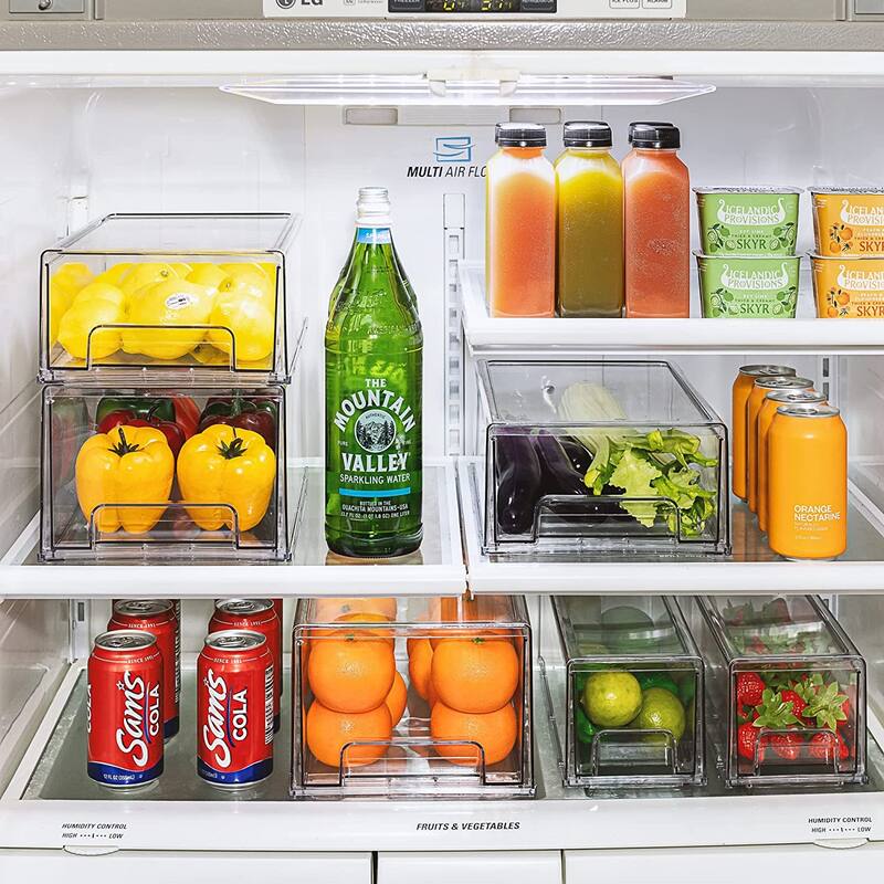 Sorbus Fridge Drawers - Clear Stackable Pull Out Refrigerator Organizer Bins 2 Pack, Small