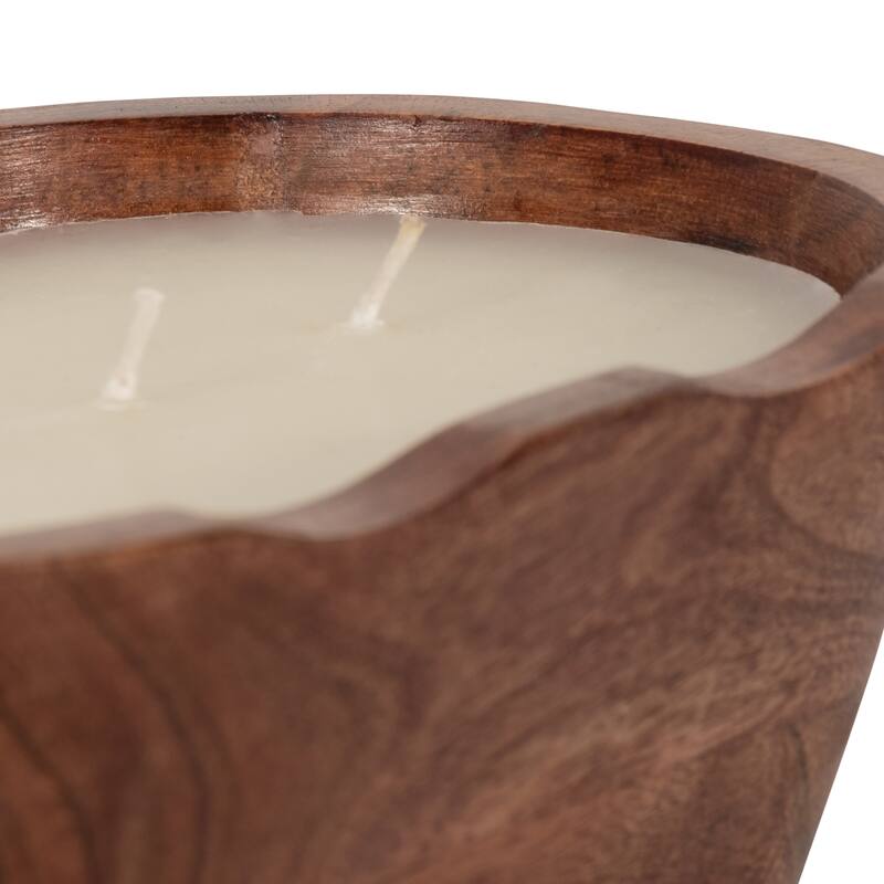 Sagebrook Home Vanilla Oval Bowl Candle, Natural, Oval, 3"H, Wood