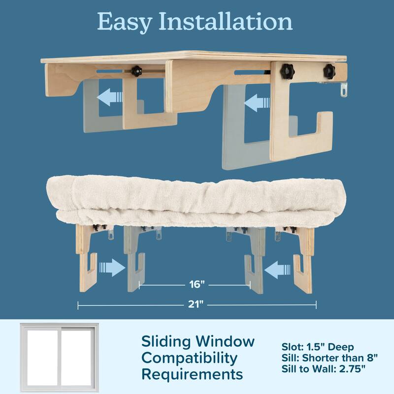 PETMAKER Cat Bed for Window Sill - Cat Window Perch with Bolster