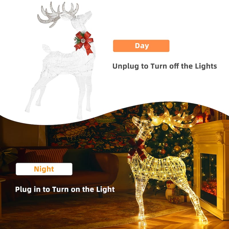 Lighted Christmas Reindeer Outdoor Christmas Decorations w LED Lights