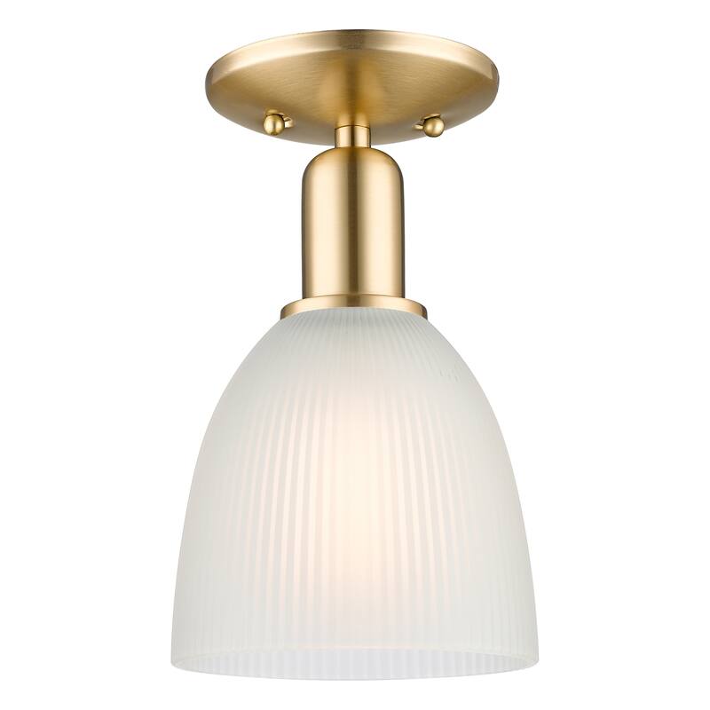 Innovations Lighting Endless Possibilities Arcadia - Castile - 1 Light 6" Semi-Flush Mount - Champagne Bronze/White