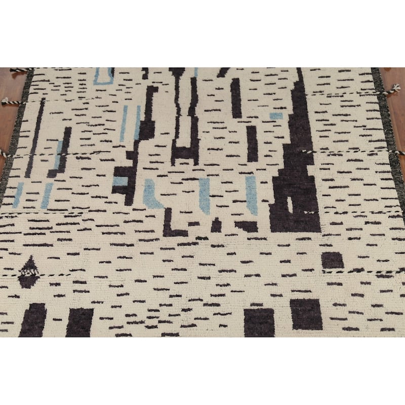 Abstract Moroccan Oriental Area Rug Handmade Contemporary Wool Carpet - 6'11"x 10'5"