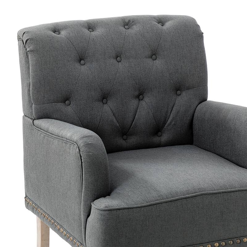 Geltrude Traditional Upholstered Accent Chair with Button Tufted Back Set of 2 by HULALA HOME