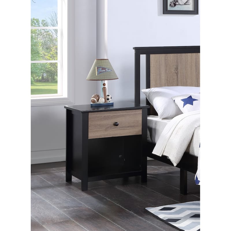 Olive & Opie Connelly Nightstand - Black/Vintage Walnut