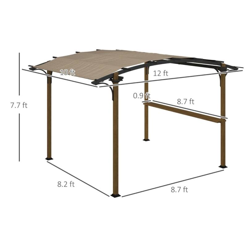 Premium Outdoor Gazebo with Integrated Bar Counter Natural/Beige Pergola with UV-Protective Mesh Canopy