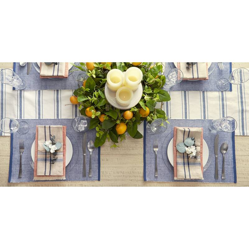 DII French Blue Eco-Friendly Chambray Fine Ribbed Placemat 6 Piece